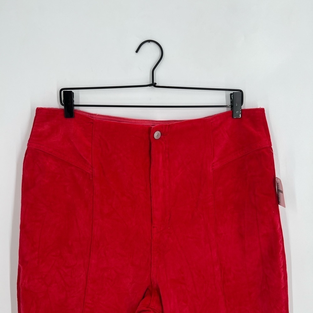 We The Free Red Corduroy Flared High Waisted Pants
